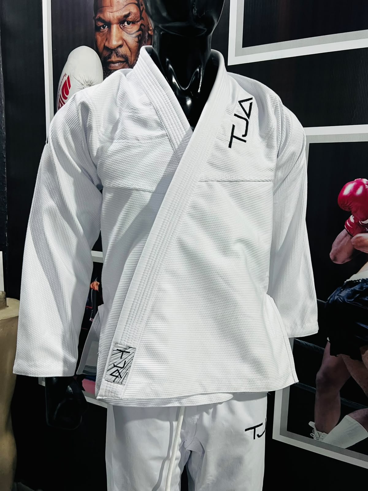White karate gi jacket with custom chest embroidery